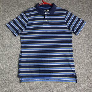 Sideout Mens Striped Polo‎ Shirt Size Medium Y2k Blue Collared